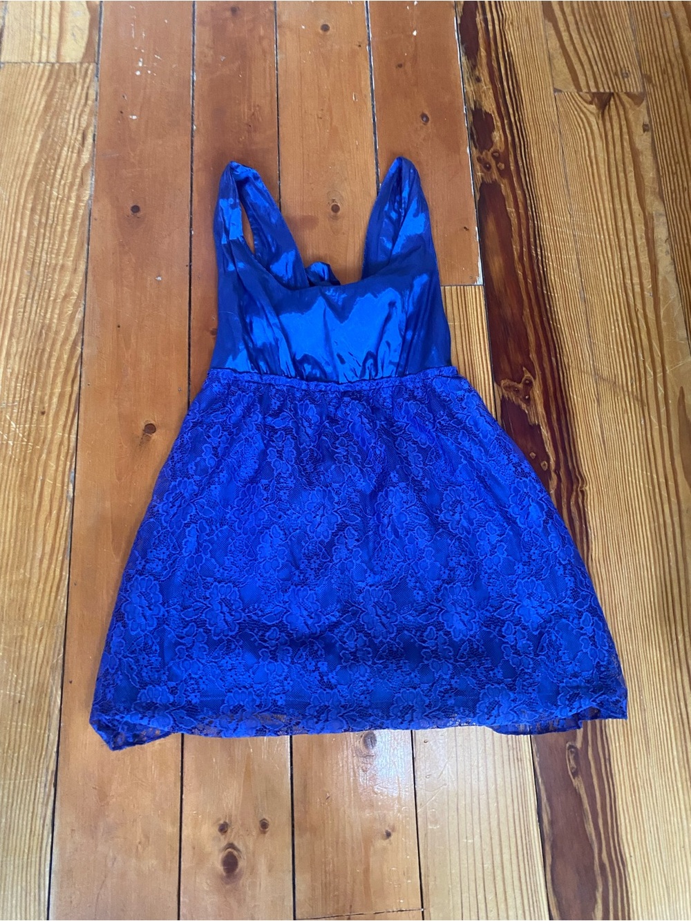 Nine Bird Royal Blue Lace Mixed Media Mini Dress